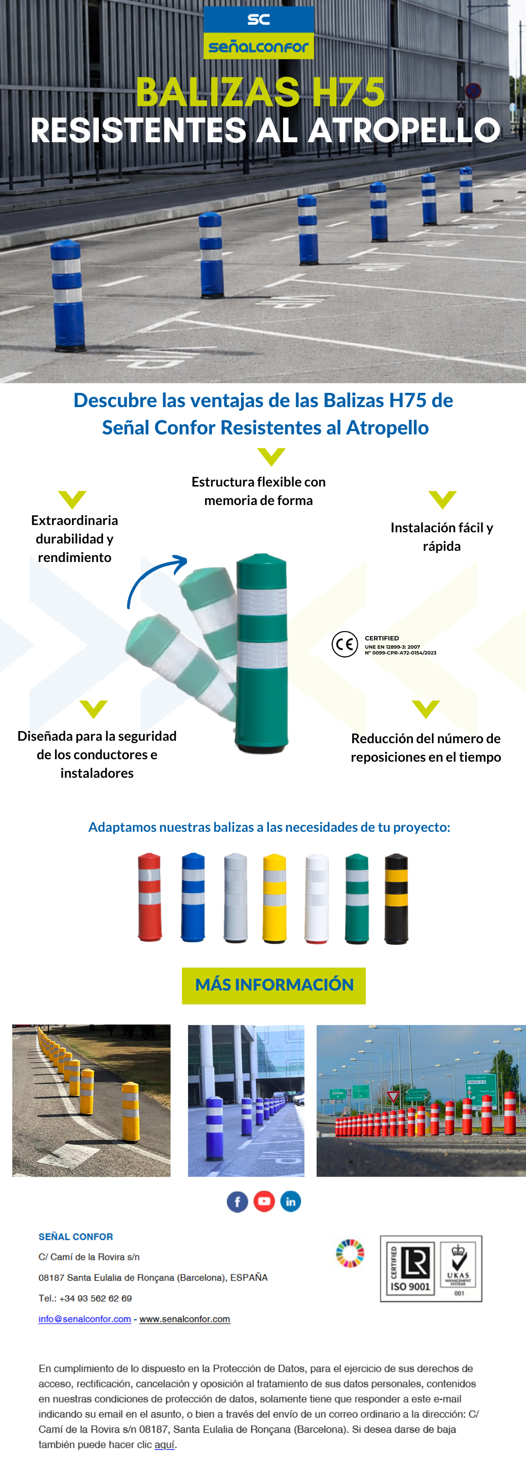SENALCONFOR.COM - BALIZAS H75 RESISTENTES AL ATROPELLO
